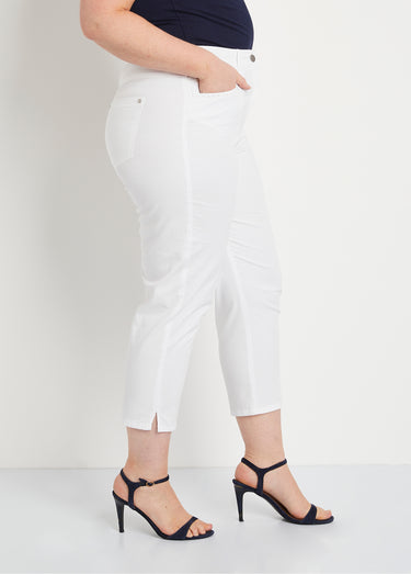 Pantacourt taille élastiquée 5 poches Blanc