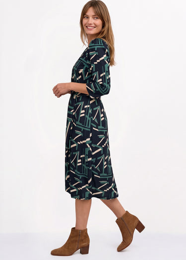 Robe cache-coeur courte imprimé graphique Noir/Vert