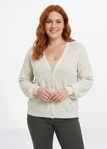 Gilet court boutonné col V manches longues Beige Dore