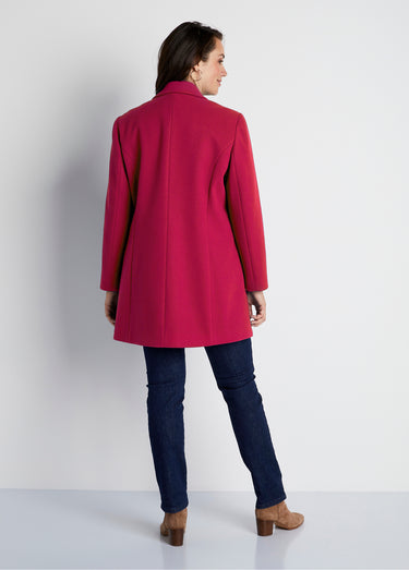 Manteau col tailleur aspect lainage Grenat