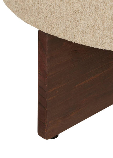 Grand pouf en bouclette, piètement bois Blanc