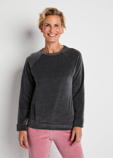 Haut de pyjama sweat en velours côtelé Gris Anthracite
