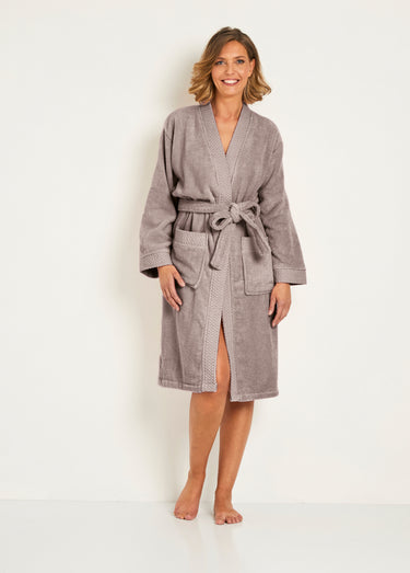Peignoir éponge pur coton forme kimono Vison