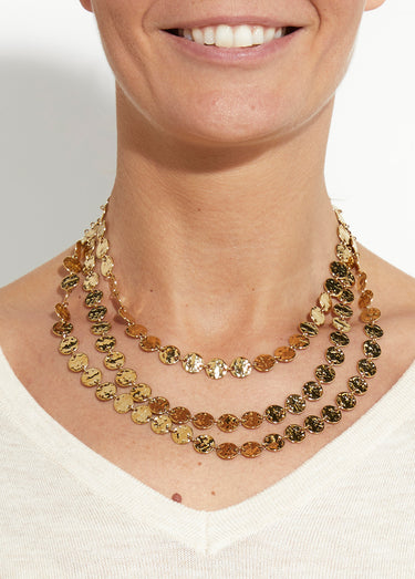 Collier 3 rangs pastilles en acier inox Dore