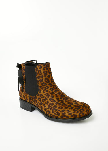 Boots Chelsea talon fantaisie avec nœud Leopard
