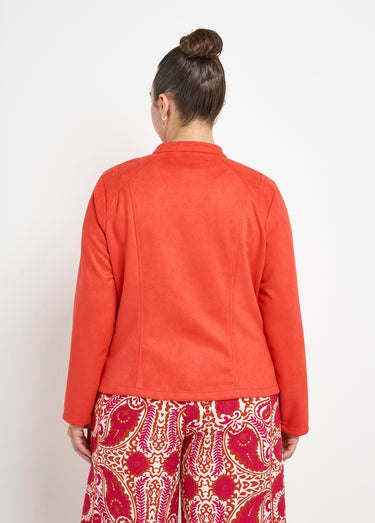 Blouson motard en suédine col montant Coquelicot