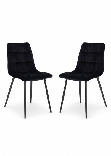 Chaises velours et assise matelassée 3N Noir