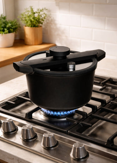 Autocuiseur design fonte / aluminium, 6L Noir