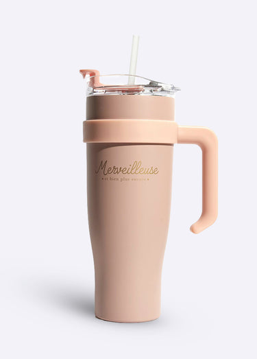 Mug à transporter 1,2L uni avec paille Rose merveilleuse