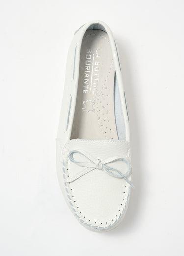 Mocassin bicolore en cuir esprit bateau Blanc