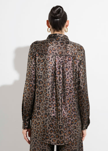 Chemise maille souple léopard métallisé Leopard