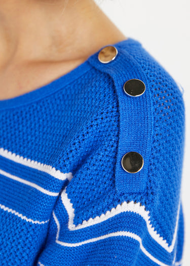 Pull marinière col rond Bleu Dur/Blanc