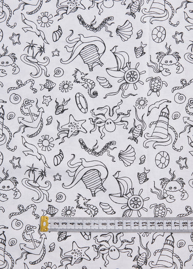 Coupon tissu à colorier Mer, 3m x 1,5m Imprime Coloriage