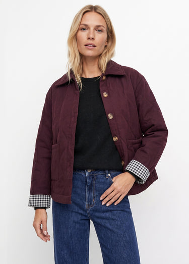 Veste matelassée poignets revers vichy Bordeaux