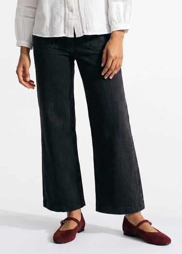 Jean wide taille haute, poches plaquées Gris