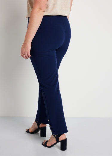 Pantalon droit 7/8e uni infroissable Bleu Marine