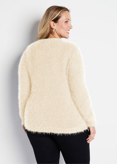 Pull maille douce effet poilu Ecru
