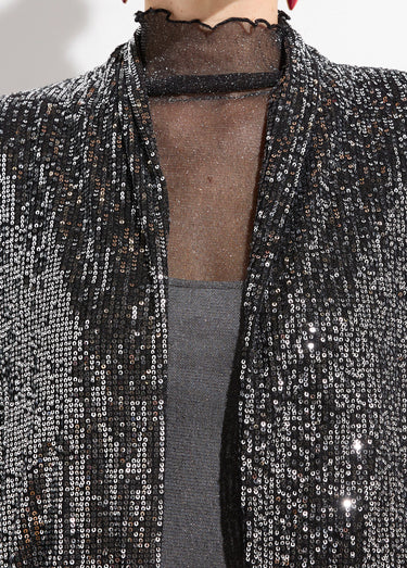 Veste sequins métallisés et col châle Argente