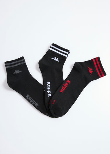 Mi-chaussettes sport avec bord rayures Noir
