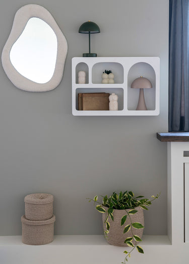 Miroir mural organique bord bouclette Blanc