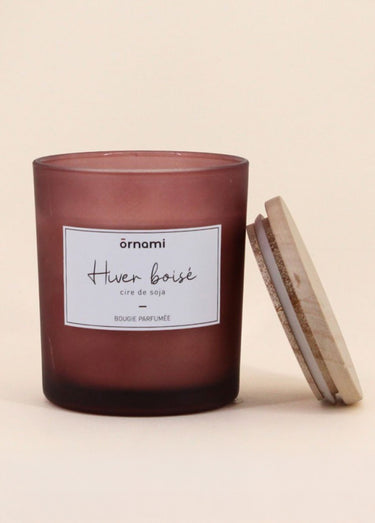 Bougie parfumée pot verre + couvercle Rose