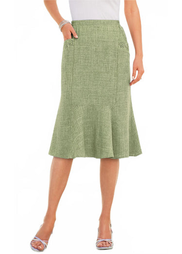 Jupe évasée ceinture élastiquée Vert