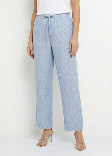 Pantalon tailleur rayé aspect irrégulier Bleu