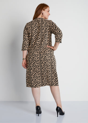 Robe ample courte jacquard bicolore Noir/Beige