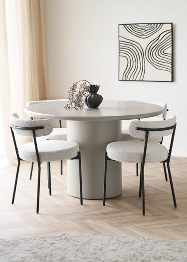 Chaises tissu bouclette et pieds métal Blanc