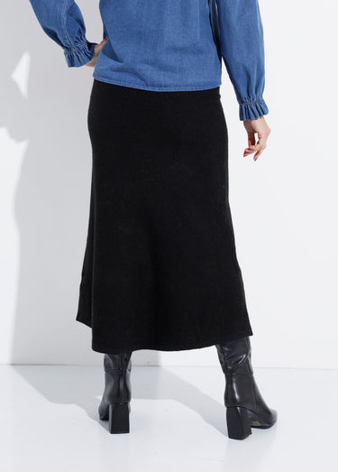 Jupe longue en maille forme tulipe Noir