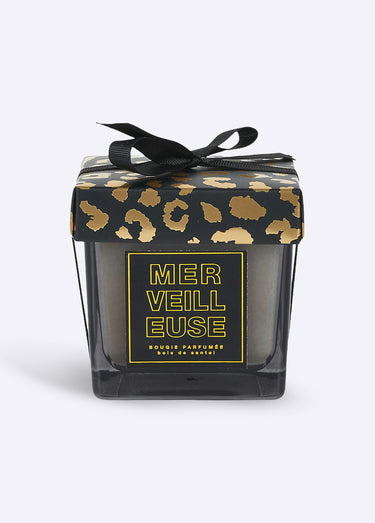 Bougie parfumée verre teinté à message Noir