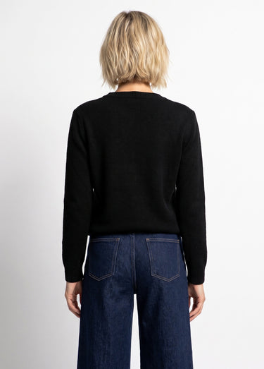 Pull doux col rond manches longues Noir
