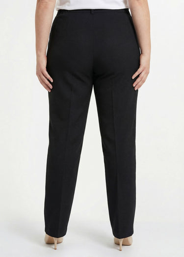 Pantalon droit uni taille semi élastiquée Noir