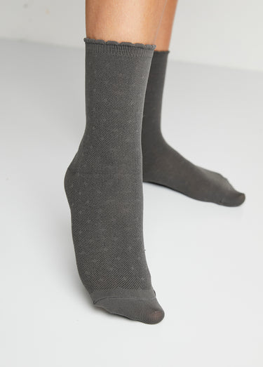 Chaussettes fines motifs ton sur ton Ass Noir/Gris Lot 2