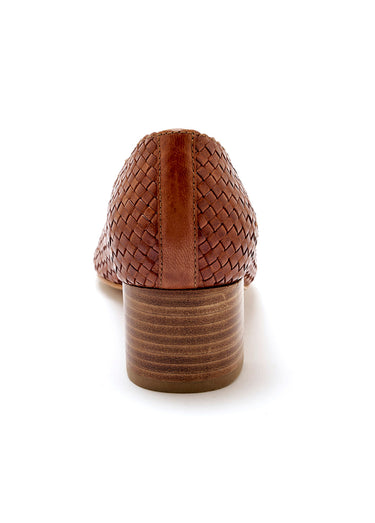 Escarpins cuir tressé largeur confort Camel