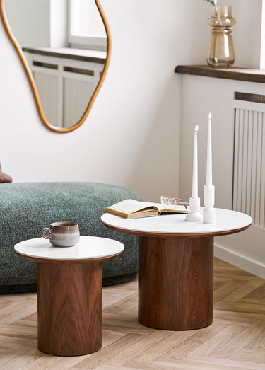 Table basse céramique et frêne NOLI Blanc/Brun foncé