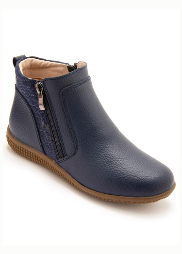 Boots zippées cuir grainé Bleu