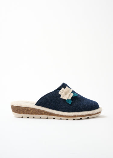 Mules feutrine largeur confort application fantaisie Marine