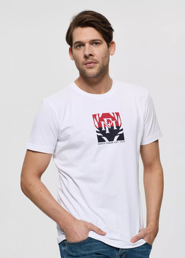T-shirt col rond avec logo poitrine Blanc
