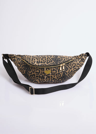 Sac banane motif léopard broderie coeur Panthère