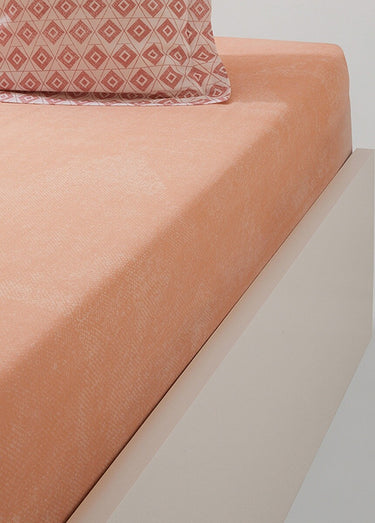 Drap-housse uni en pur coton Saumon