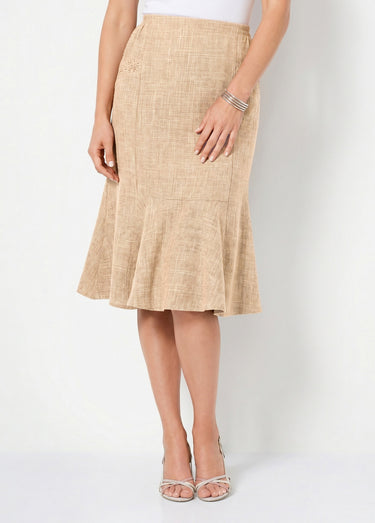 Jupe évasée ceinture élastiquée Beige