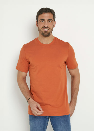 T-shirt coton manches courtes col rond Orange