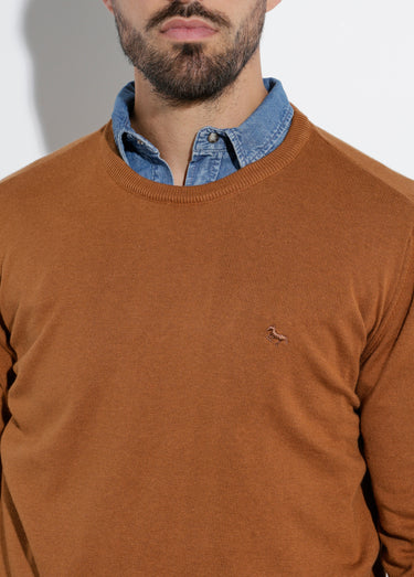 Pull fin coton, col rond manches longues Camel