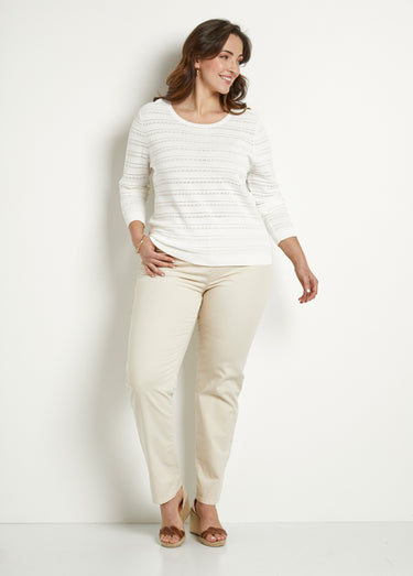 Pull doux col rond manches longues Blanc