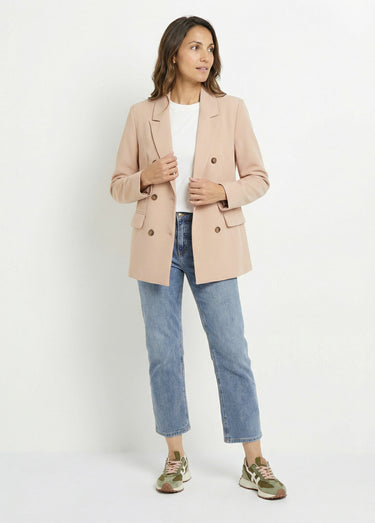 Veste blazer longue, double boutonnage Beige Rose