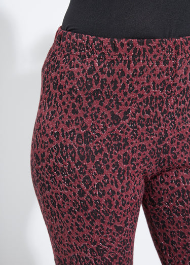 Legging imprimé léopard taille élastiquée Cassis/Noir