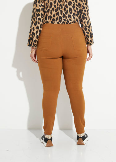 Pantalon extensible taille élastiquée Camel