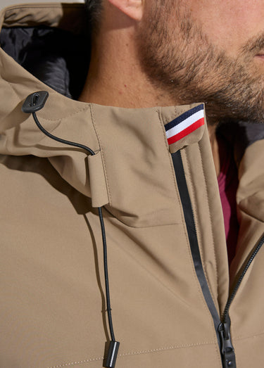 Parka chaude zippée déperlante à capuche Beige