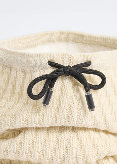 Tour de cou maille et sherpa, stries Beige